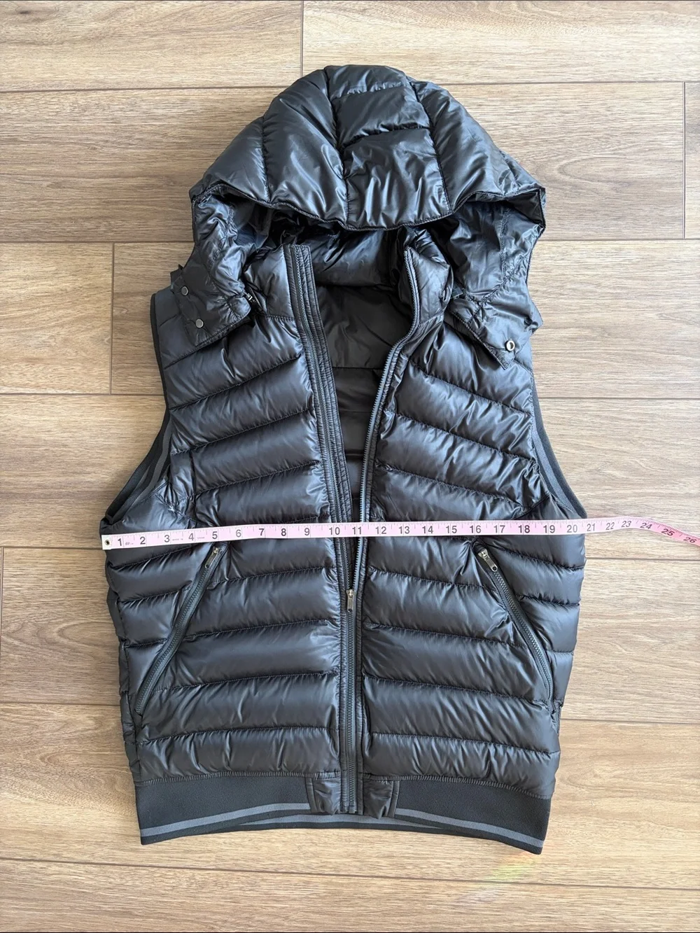 lululemon athletica Black Quilted Hooded Puffer Vest